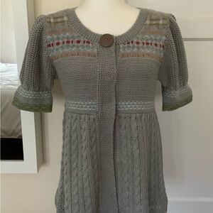 Gray Knit Women's Sweater with Button Detail